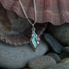River Ripples Small Cubic Zirconia Pendant in Shallows Enamel by Sheila Fleet Jewellery