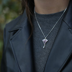 Sea Moss Heart Pendant with Baroque Pearl in Sea Pink Enamel by Sheila Fleet Jewellery