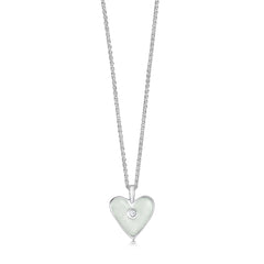 Secret Hearts Cubic Zirconia Pendant in Crystal Enamel by Sheila Fleet Jewellery