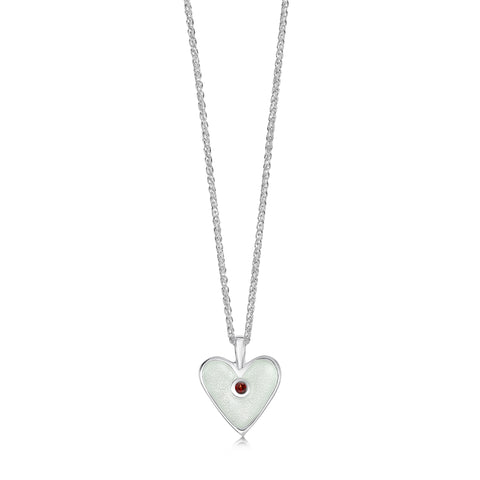 Secret Hearts Garnet Pendant in Crystal Enamel by Sheila Fleet Jewellery