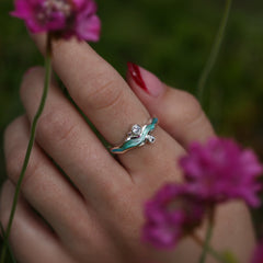 River Ripples Cubic Zirconia Ring in Shallows Enamel by Sheila Fleet Jewellery