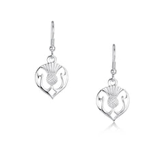 Thistle Head Drop Earrings in Sterling Silver by Sheila Fleet Jewellery