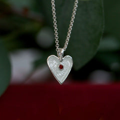 Secret Hearts Garnet Pendant in Crystal Enamel by Sheila Fleet Jewellery
