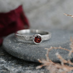 Matrix 5mm Garnet Ring in Sterling Silver by Sheila Fleet Jewellery