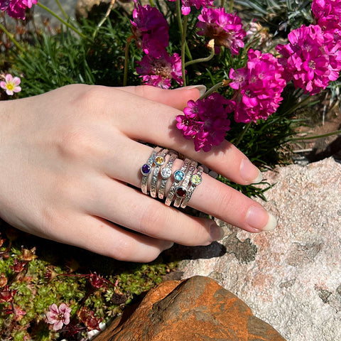 Matrix Garnet Ring in Sterling Silver