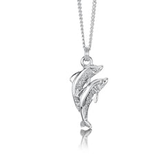 Dolphin Duo Pendant in Sterling Silver by Sheila Fleet Jewellery