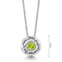 Ogham Small Peridot Pendant in Sterling Silver by Sheila Fleet Jewellery