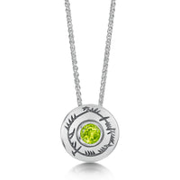 Ogham Small Peridot Pendant in Sterling Silver by Sheila Fleet Jewellery