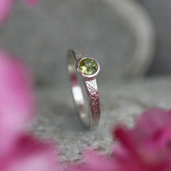 Matrix 5mm Peridot Ring in Sterling Silver by Sheila Fleet Jewellery