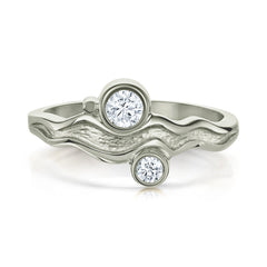 River Ripples Platinum Ring with 3.9mm & 3mm Diamonds by Sheila Fleet Jewellery