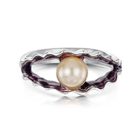 Scallop Pearl Ring in Scallop Pink Enamel by Sheila Fleet Jewellery