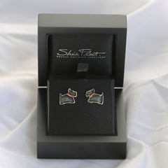 Scottie Dog Stud Earrings in Reekie Black Enamel