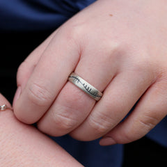 Ogham 6mm Oval Court Ring in Oxidised Sterling Silver by Sheila Fleet Jewellery