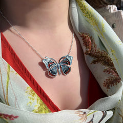 Red Admiral Butterfly Enamel Occasion Necklace by Sheila Fleet Jewellery