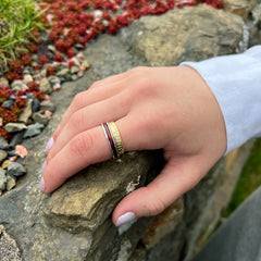 Ogham Diamond 9ct Yellow Gold & Halo ‘Red’ Enamel Ring Set