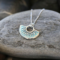 Runic Small Pendant Necklace in Storm Enamel by Sheila Fleet Jewellery