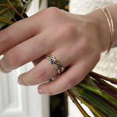 Celtic Trilogy Sapphire & Diamond Ring Set in 9ct White Gold