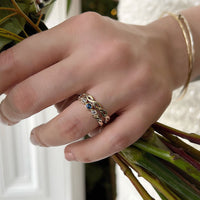 Celtic Trilogy Sapphire & Diamond Ring Set in 9ct White Gold