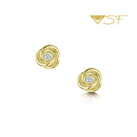 Reef Knot Diamond Stud Earrings in 18ct Yellow Scottish Gold by Sheila Fleet Jewellery
