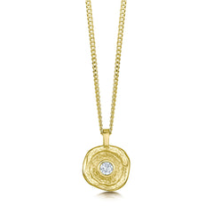Lunar Diamond Small Pendant in 18ct Yellow Scottish Gold by Sheila Fleet Jewellery