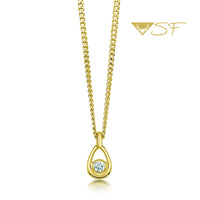 Arctic Stream Diamond Petite Droplet Pendant in 18ct Yellow Scottish Gold by Sheila Fleet Jewellery