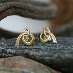 Tidal Stud Earrings in 18ct Yellow Scottish Gold by Sheila Fleet Jewellery