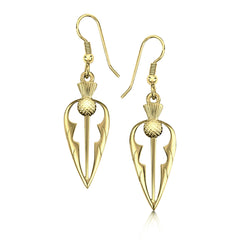 Thistle Dress Drop Earrings in 18ct Yellow Scottish Gold by Sheila Fleet Jewellery