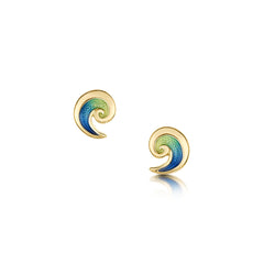 Breckon Small Stud Enamel Earrings in 18ct Yellow Scottish Gold by Sheila Fleet Jewellery