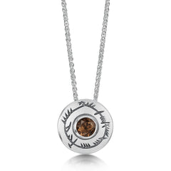 Ogham Small Smoky Quartz Pendant in Sterling Silver by Sheila Fleet Jewellery