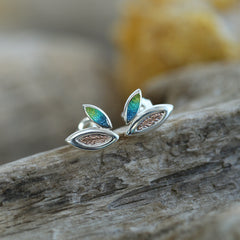 Seasons Gold Leaves Petite Stud Earrings in Summer Enamel by Sheila Fleet Jewellery