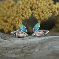 Seasons Small Silver & 9ct Rose Gold Stud Earrings in Summer Enamel by Sheila Fleet Jewellery