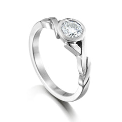 Twist 4.75mm Cubic Zirconia Solitaire Ring in Sterling Silver by Sheila Fleet Jewellery