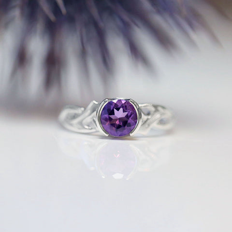 Thistle Ring with 6mm Amethyst by Sheila Fleet Jewellery