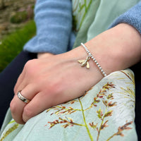Honeybee Silver Stretch Bracelet with 9ct Yellow Gold Bee by Sheila Fleet Jewellery