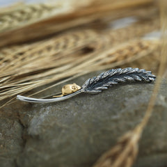 Harvest Silver Dress Brooch with 9ct Yellow Gold Mouse by Sheila Fleet Jewellery