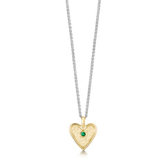 Secret Hearts Emerald Dress Pendant in Silver & 9ct Yellow Gold by Sheila Fleet Jewellery