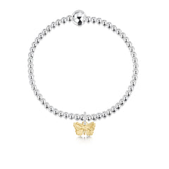 Holly Blue Silver Stretch Bracelet with 9ct Yellow Gold Small Charm by Sheila Fleet Jewellery