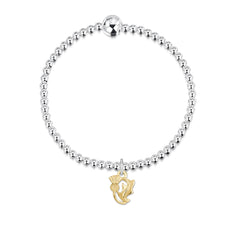 Thistle Silver Stretch Bracelet with 9ct Yellow Gold Small Charm by Sheila Fleet Jewellery