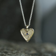 Secret Hearts Moonstone Dress Pendant in Silver & 9ct Yellow Gold by Sheila Fleet Jewellery