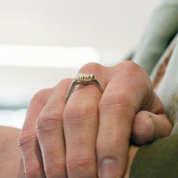 Honeycomb Silver Hexagon Ring with 9ct Yellow Gold Bee by Sheila Fleet Jewellery