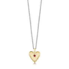 Secret Hearts Ruby Dress Pendant in Silver & 9ct Yellow Gold by Sheila Fleet Jewellery