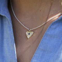 Secret Hearts Sapphire Dress Pendant in Silver & 9ct Yellow Gold by Sheila Fleet Jewellery