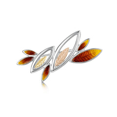 Seasons Gold Leaves Brooch in Autumn Enamel by Sheila Fleet Jewellery