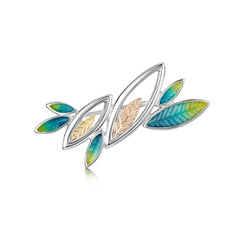 Seasons Gold Leaves Brooch in Summer Enamel by Sheila Fleet Jewellery