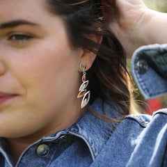 Seasons Gold Leaves 6-leaf Drop Earrings in Autumn Enamel by Sheila Fleet Jewellery