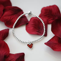 Secret Hearts Stretch Bracelet in Red Enamel by Sheila Fleet Jewellery