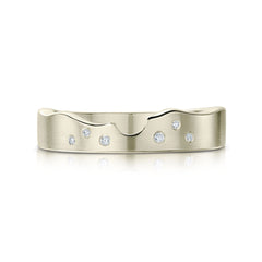 River Ripples Wedding Band in 18ct White Gold with Diamonds by Sheila Fleet Jewellery