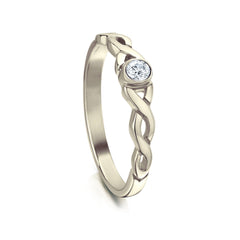 Celtic Twist 0.09ct Diamond Solitaire Ring in 18ct White Gold by Sheila Fleet Jewellery