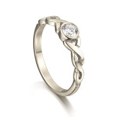 Celtic Twist 0.22ct Diamond Solitaire Ring in 18ct White Gold by Sheila Fleet Jewellery