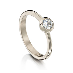 Contemporary 0.4ct Solitaire Diamond Ring in 18ct White Gold by Sheila Fleet Jewellery
